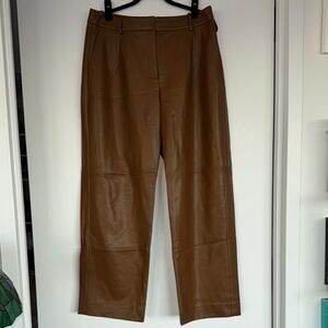 J. Crew Essential Straight Faux Leather Pant in Tan